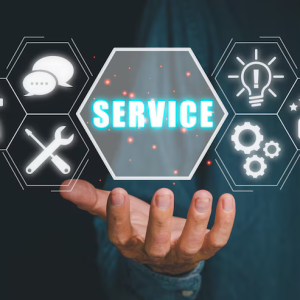 Service Concept Person Hand Holding Service Icon Virtual Screen 1296497 175