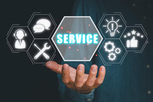Service Concept Person Hand Holding Service Icon Virtual Screen 1296497 175